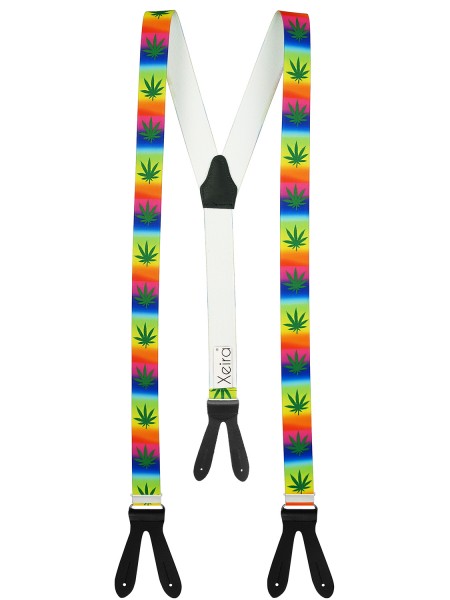 Hochwertige Hosenträger Cannabis Design mit Lederriemen